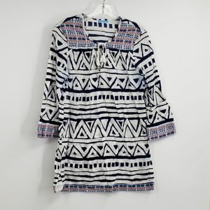 J. MCLAUGHLIN blue white stripe top